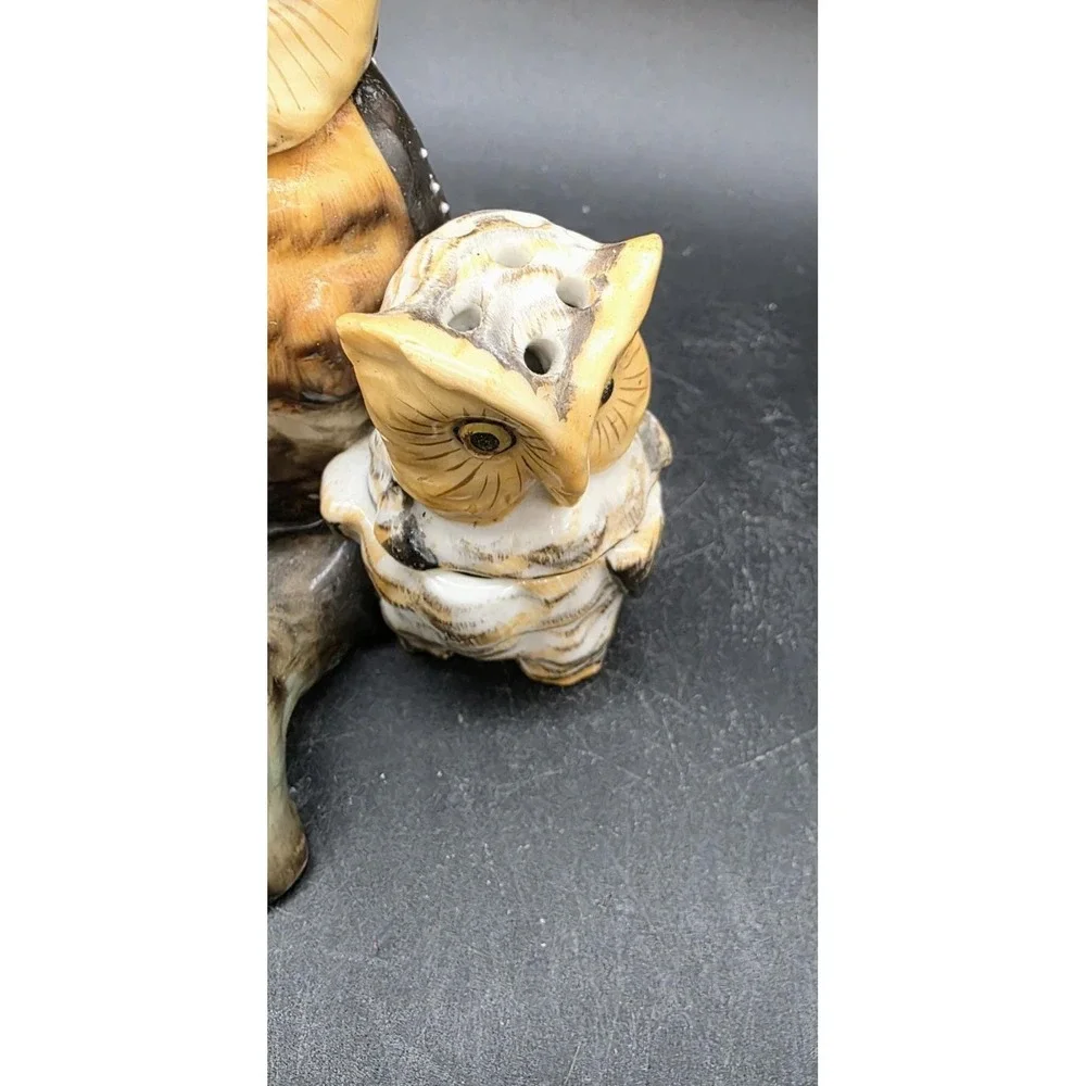 Antique Contra + Boehme Owl Condiment Set Salt Pepper Mustard Pot Germany